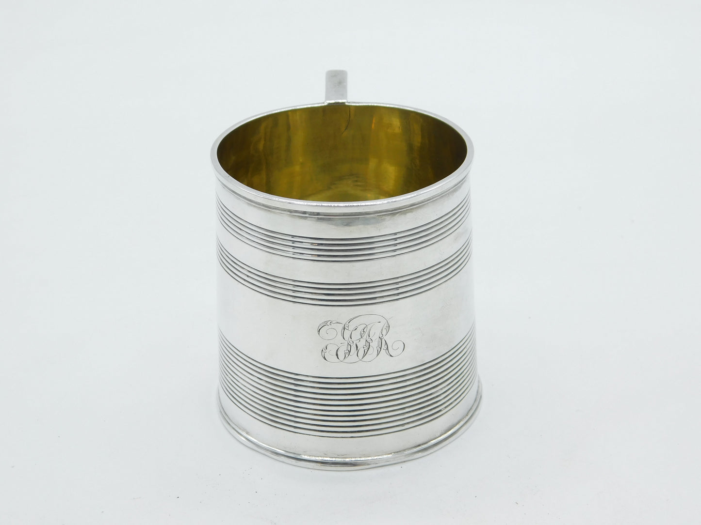 George III Sterling Silver Lined Pattern Christening Mug Antique 1779 London