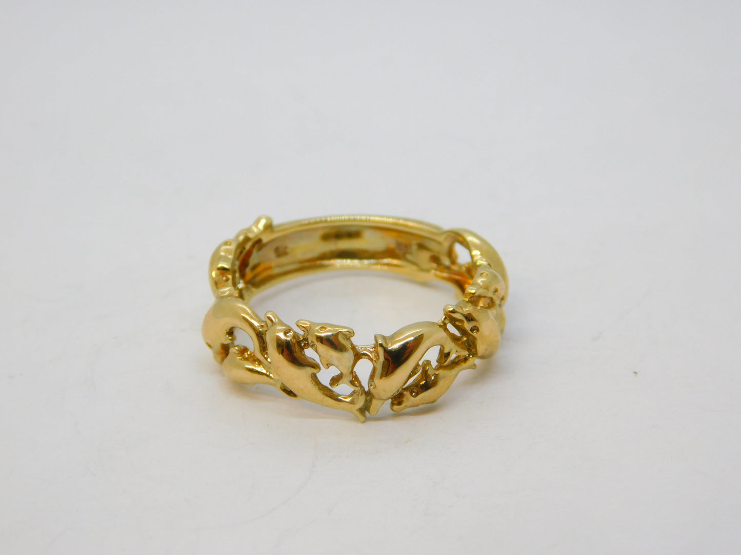 9ct Yellow Gold Jumping Dolphin Band Ring Vintage 2004 Birmingham