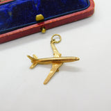 9ct Yellow Gold Large Jet Aeroplane Charm or Pendant 1979 Birmingham