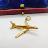 9ct Yellow Gold Large Jet Aeroplane Charm or Pendant 1979 Birmingham