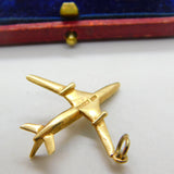 9ct Yellow Gold Large Jet Aeroplane Charm or Pendant 1979 Birmingham