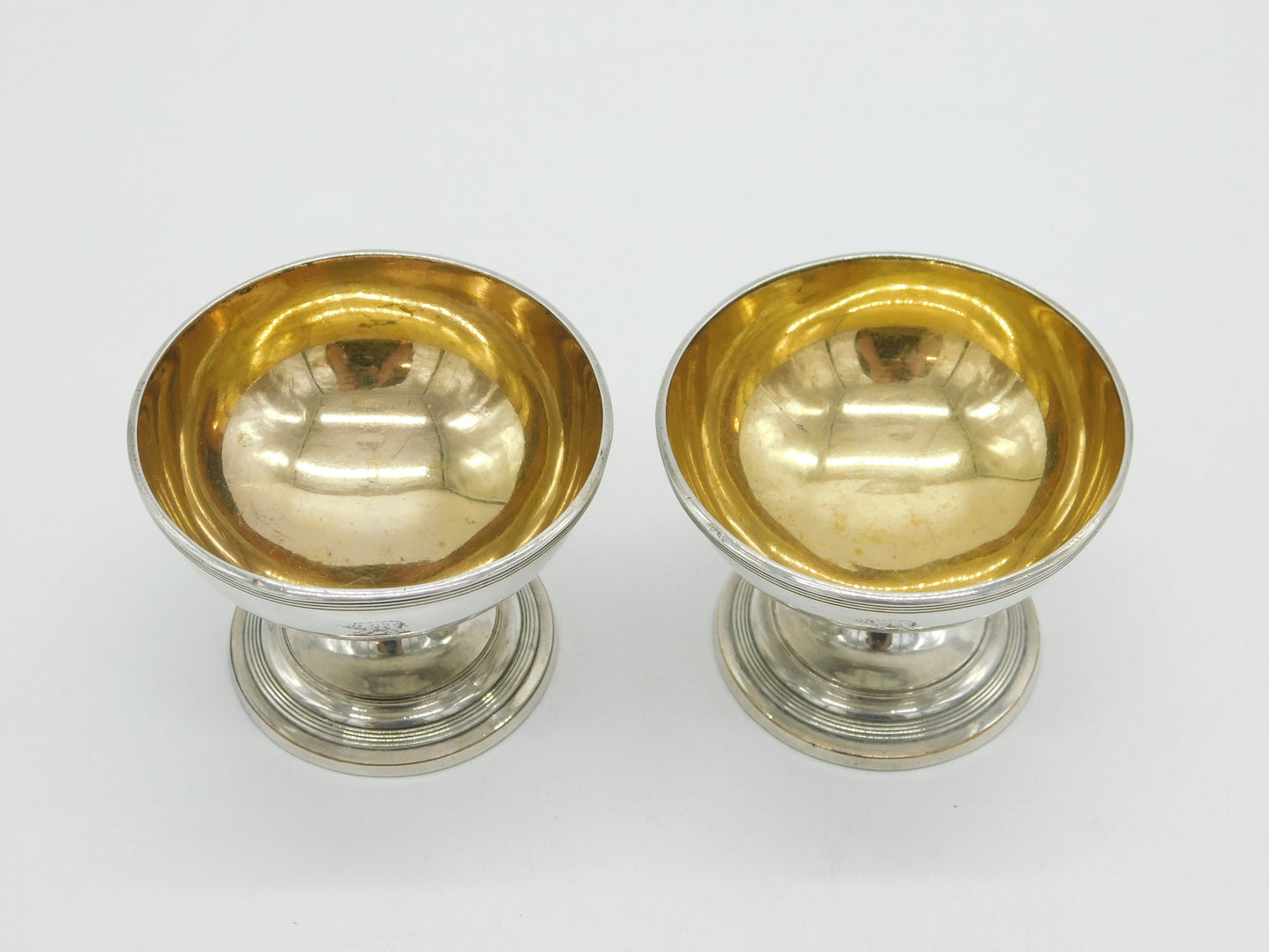 George III Pair of Silver Plated Gilded Bear Crested Salt Cellars Antique c1820