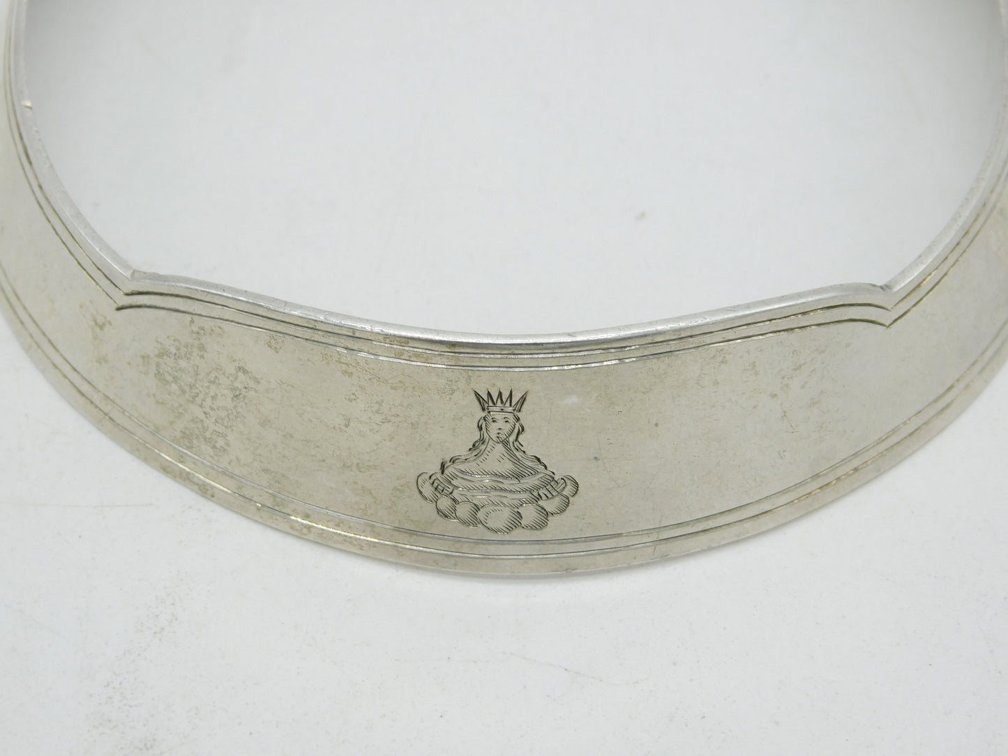 Victorian Sterling Silver Crested Madeira Bottle Collar Antique 1866 London