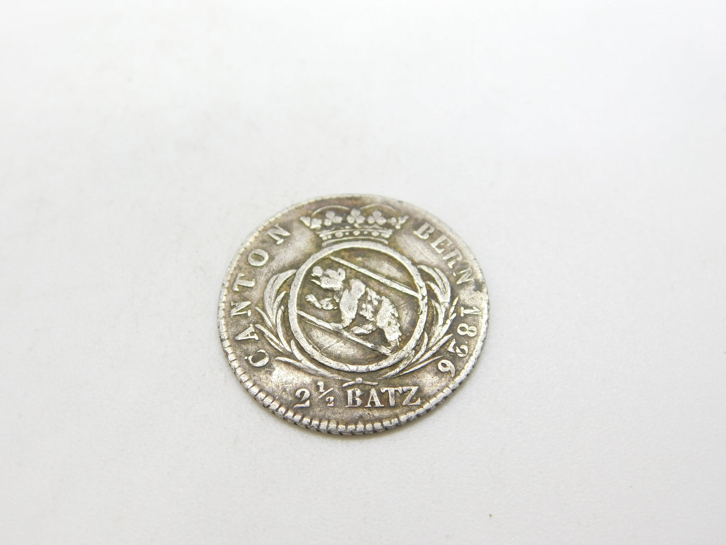 Georgian Swiss Sterling Silver 2 1/2 Batzens Bern Canton Coin Very Fine 1826