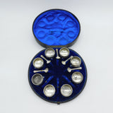 Victorian Boxes Set of Eight Sterling Silver Floral Salt Cellars Antique 1881 London