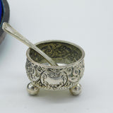 Victorian Boxes Set of Eight Sterling Silver Floral Salt Cellars Antique 1881 London