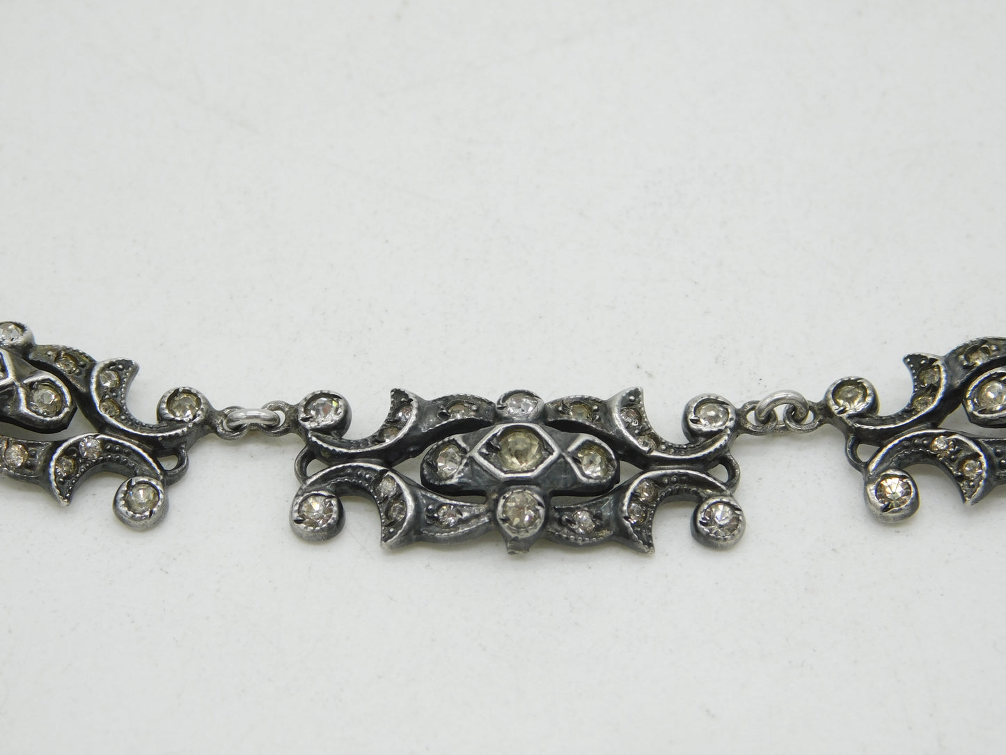 George III Sterling Silver & Paste Set Floral Collar Necklace Antique c1820