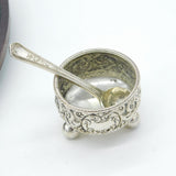 Victorian Boxes Set of Eight Sterling Silver Floral Salt Cellars Antique 1881 London