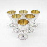 Set of Six Sterling Silver Goblet Chalices Gilded London 1968 Vintage CJ Vander