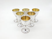 Set of Six Sterling Silver Goblet Chalices Gilded London 1968 Vintage CJ Vander