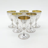 Set of Six Sterling Silver Goblet Chalices Gilded London 1968 Vintage CJ Vander