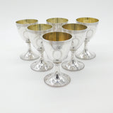Set of Six Sterling Silver Goblet Chalices Gilded London 1968 Vintage CJ Vander