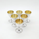Set of Six Sterling Silver Goblet Chalices Gilded London 1968 Vintage CJ Vander