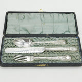 Victorian Boxed Silver Plated Floral Pattern Christening Cutlery Antique c1890