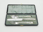 Victorian Boxed Silver Plated Floral Pattern Christening Cutlery Antique c1890