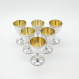 Set of Six Sterling Silver Goblet Chalices Gilded London 1968 Vintage CJ Vander