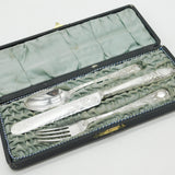 Victorian Boxed Silver Plated Floral Pattern Christening Cutlery Antique c1890