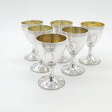 Set of Six Sterling Silver Goblet Chalices Gilded London 1968 Vintage CJ Vander