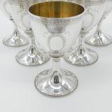 Set of Six Sterling Silver Goblet Chalices Gilded London 1968 Vintage CJ Vander