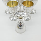 Set of Six Sterling Silver Goblet Chalices Gilded London 1968 Vintage CJ Vander