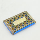 Sterling Silver, Guilloche Enamel & Stained Glass Vesta Case Antique c1920 Deco