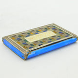 Sterling Silver, Guilloche Enamel & Stained Glass Vesta Case Antique c1920 Deco