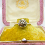 Victorian 18ct Gold & Diamond Set Floral Daisy Cluster Ring Antique c1890