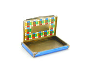 Sterling Silver, Guilloche Enamel & Stained Glass Vesta Case Antique c1920 Deco