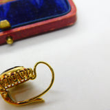14ct Yellow Gold & Bohemian Garnet Set Floral Cluster Drop Earrings Vintage