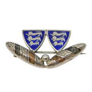 Edwardian Sterling Silver, Enamel & Agate Sporting Brooch Antique 1901 Birmingham