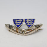 Edwardian Sterling Silver, Enamel & Agate Sporting Brooch Antique 1901 Birmingham