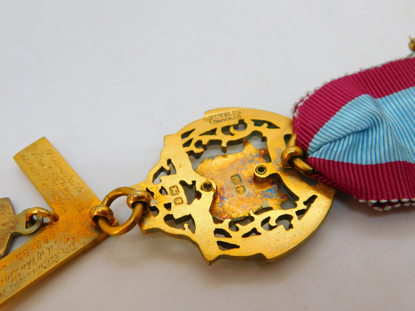 Sterling Silver Gilt & Enamel Masonic Jewel MMM Lodge Medal Antique 1947 London