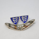 Edwardian Sterling Silver, Enamel & Agate Sporting Brooch Antique 1901 Birmingham