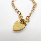 9ct Rose Gold Curb Link Charm Bracelet Heart Lock Clasp 1961 London Vintage