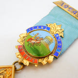 Sterling Silver Gilt & Enamel Iceni Lodge Masonic Jewel Medal Vintage c1950