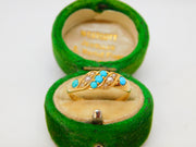 Victorian 18ct Gold, Seed Pearl & Turquoise Dress Ring Antique 1901 Birmingham