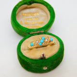 Victorian 18ct Gold, Seed Pearl & Turquoise Dress Ring Antique 1901 Birmingham