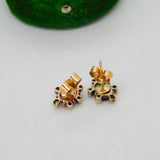 Victorian 9ct Gold, Pink Sapphire, Diamond Floral Cluster Earrings Antique c1890