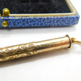 Victorian Sampson Mordan 9ct Gold Floral Propelling Pencil Fob Antique c1900