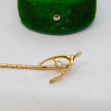 15ct Yellow Gold & Diamond Set Lucky Wishbone Stick Pin Antique c1890