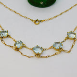 15ct Yellow Gold & Blue Topaz Set Dress Necklace Antique c1920 Art Deco