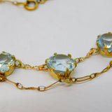 15ct Yellow Gold & Blue Topaz Set Dress Necklace Antique c1920 Art Deco