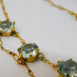 15ct Yellow Gold & Blue Topaz Set Dress Necklace Antique c1920 Art Deco