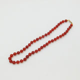Sterling Silver Gilt Clasp & Red Hardstone Bead Necklace Antique c1920