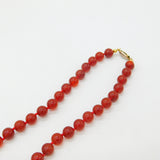 Sterling Silver Gilt Clasp & Red Hardstone Bead Necklace Antique c1920