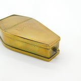 Victorian Coffin Shaped Brass Snuff Box Sprung Hinge Antique c1860 J Skerry