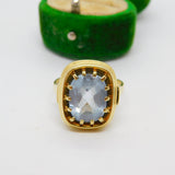 14ct Yellow Gold Cushion Cut Topaz Dress Ring Vintage c1970