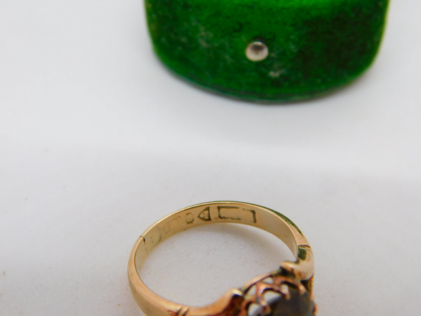 Edwardian 9ct Gold & Cushion Cut Smoky Quartz Dress Ring Antique c1910 Chester