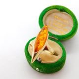 14ct Yellow Gold Modernist Baltic Amber Statement Ring Vintage c1990