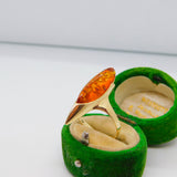 14ct Yellow Gold Modernist Baltic Amber Statement Ring Vintage c1990